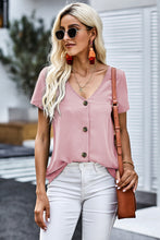 Load image into Gallery viewer, Buttoned V-Neck Short Sleeve Top