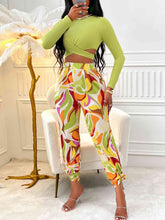 Load image into Gallery viewer, Crisscross Tied Top and Straight Leg Pants Set