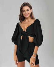 Load image into Gallery viewer, Cutout Puff Sleeve Top and Shorts Set