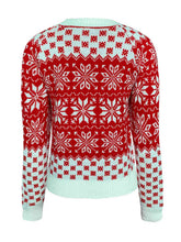 Load image into Gallery viewer, Snowflake Round Neck Long Sleeve Sweater