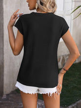 Load image into Gallery viewer, Rolled Cap Sleeve Round Neck Sweater Vest