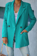Load image into Gallery viewer, Double-Breasted Padded Shoulder Blazer with Pockets