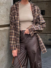 Load image into Gallery viewer, Drop Shoulder Plaid Shacket