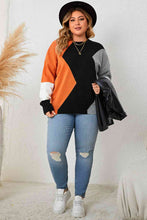 Load image into Gallery viewer, Plus Size Color Block Round Neck Knit Top