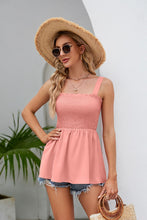 Load image into Gallery viewer, Smocked Square Neck Babydoll Tank