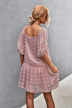 Load image into Gallery viewer, Swiss Dot Square Neck Half Balloon Sleeve Dress