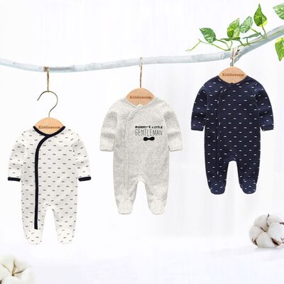 Baby 3 Piece Printed Long Sleeve Footed Jumpsuit