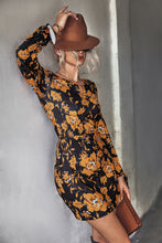 Load image into Gallery viewer, Floral Cutout Tie Cuff Mini Dress