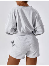 Load image into Gallery viewer, V-Neck Dropped Shoulder Sports Sweatshirt