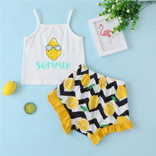 Load image into Gallery viewer, Baby Girl Summer Graphic Cami and Lemon Print Shorts Set