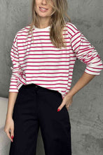 Load image into Gallery viewer, Round Neck Striped Dropped Shoulder T-Shirt