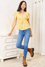 Load image into Gallery viewer, Double Take Floral Petal Sleeve Babydoll Top