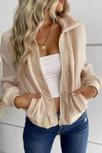 Load image into Gallery viewer, Zip-Up Sherpa Collared Neck Jacket with Pockets