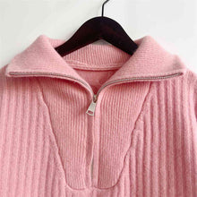 Load image into Gallery viewer, Ribbed Half Zip Long Sleeve Sweater