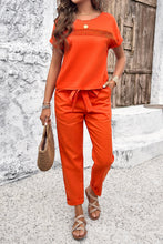 Load image into Gallery viewer, Round Neck Short Sleeve Top and Pants Set