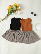 Load image into Gallery viewer, Baby Girl Ribbed Sleeveless Top and Plaid Skirt Set