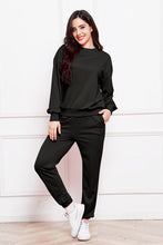 Load image into Gallery viewer, Round Neck Long Sleeve Sweatshirt and Pants Set