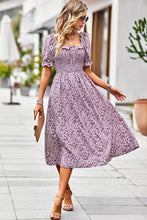 Load image into Gallery viewer, Floral Ruffled Square Neck Dress with Pockets