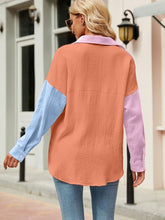 Load image into Gallery viewer, Color Block Button Up Collared Neck Shirt
