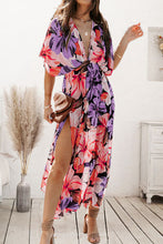 Load image into Gallery viewer, Plunge Split Printed Short Sleeve Dress