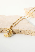 Load image into Gallery viewer, Inlaid Cubic Zirconia Moon Pendant Necklace