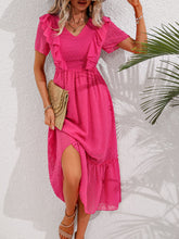 Load image into Gallery viewer, Swiss Dot Ruffled Short Sleeve Dress