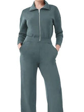Load image into Gallery viewer, Zip Up Long Sleeve Jumpsuit with Pockets