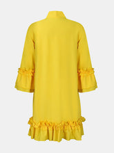 Load image into Gallery viewer, Frill Tie Neck Three-Quarter Sleeve Dress