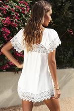 Load image into Gallery viewer, Lace Detail Square Neck Short Sleeve Blouse