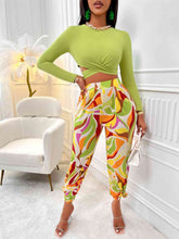 Load image into Gallery viewer, Crisscross Tied Top and Straight Leg Pants Set