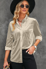 Load image into Gallery viewer, Button Up Collared Neck Long Sleeve Velvet Shirt