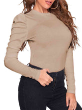 Load image into Gallery viewer, Round Neck Leg-Of-Mutton Sleeve Top