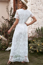 Load image into Gallery viewer, Embroidered Short Sleeve Surplice Neck Maxi Dress