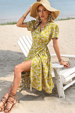 Load image into Gallery viewer, Floral Surplice Neck Short Sleeve Dress
