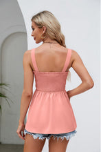 Load image into Gallery viewer, Smocked Square Neck Babydoll Tank