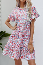 Load image into Gallery viewer, Ditsy Floral Flounce Sleeve Tiered Dress