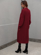 Load image into Gallery viewer, Waffle Knit Open Front Duster Cardigan With Pockets
