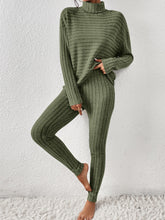 Load image into Gallery viewer, Ribbed Turtleneck Top and Pants Set