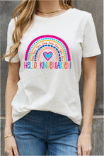 Load image into Gallery viewer, Simply Love Full Size LOVE HELLO KINDERGARTEN Rainbow Graphic Cotton Tee