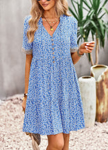 Load image into Gallery viewer, Floral Buttoned Puff Sleeve Dress