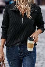 Load image into Gallery viewer, Half Zip Collar Solid Color Long Sleeve Sweatshirt