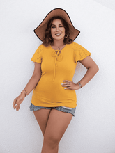 Load image into Gallery viewer, Plus Size Round Neck Blouse with Tie