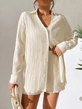 Load image into Gallery viewer, Textured Buttoned Shirt and Shorts Set