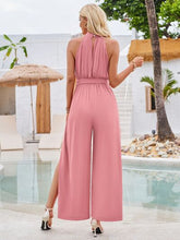 Load image into Gallery viewer, Ruched Slit Tied Sleeveless Jumpsuit