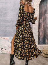 Load image into Gallery viewer, Square Neck Printed Slit Dress