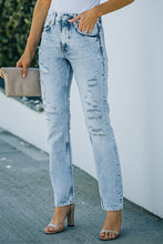 Load image into Gallery viewer, Acid Wash Distressed Jeans with Pockets