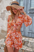 Load image into Gallery viewer, Printed Long Sleeve Cropped Top and Shorts Set