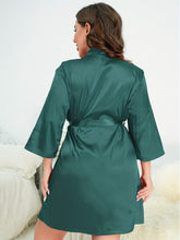 Load image into Gallery viewer, Plus Size Surplice Neck Tie Waist Robe