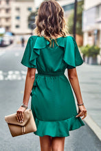 Load image into Gallery viewer, Round Neck Flutter Sleeve Ruffled Dress