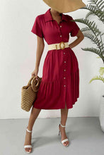 Load image into Gallery viewer, Short Sleeve Button Down Midi Dress
